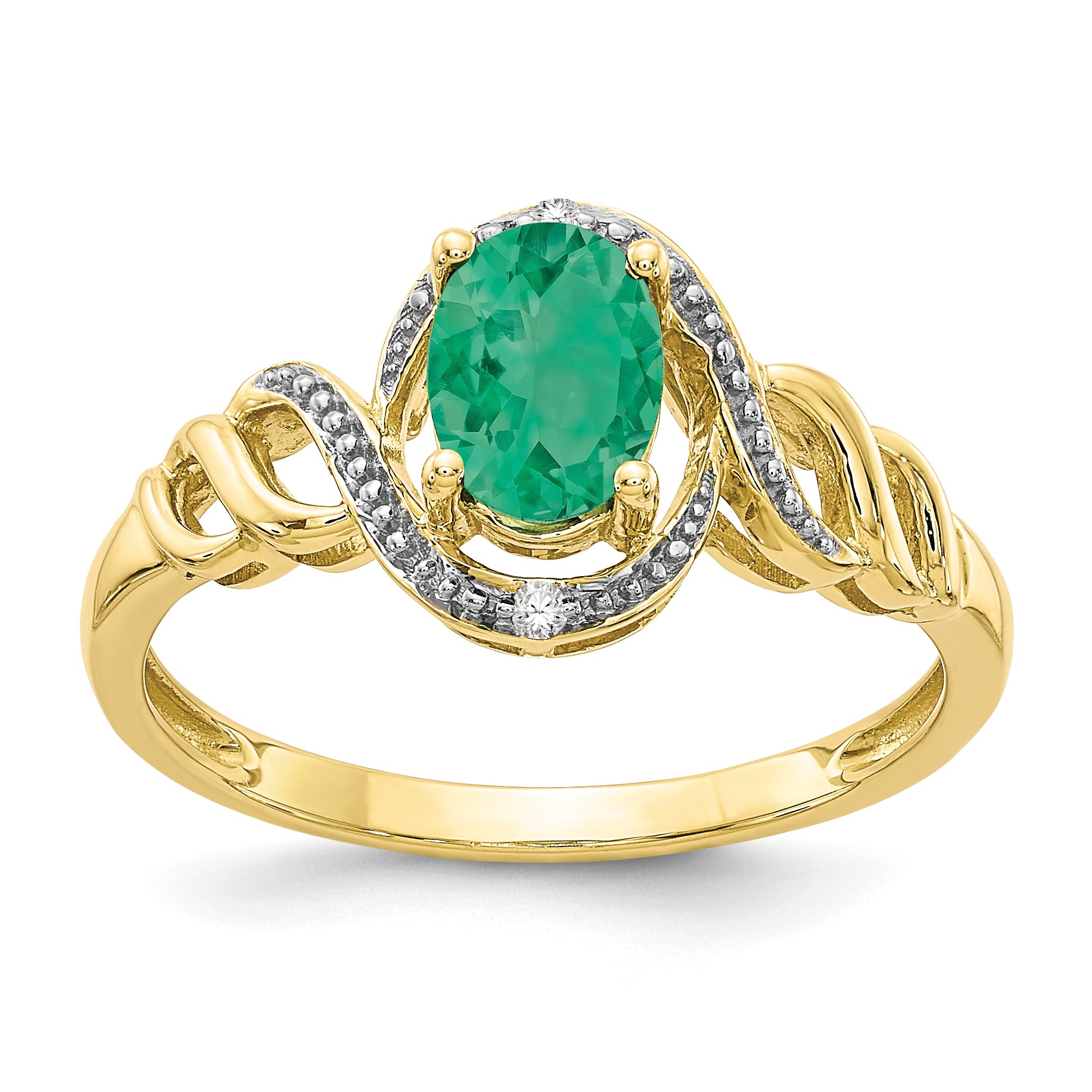 10K Emerald and Diamond Ring Main image