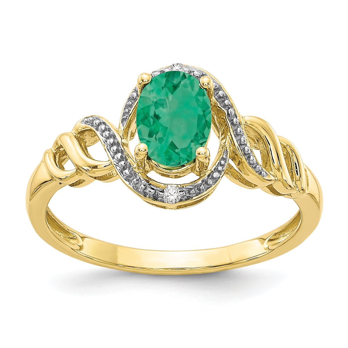 10K Emerald and Diamond Ring