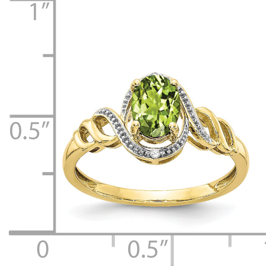 10K Peridot and Diamond Ring