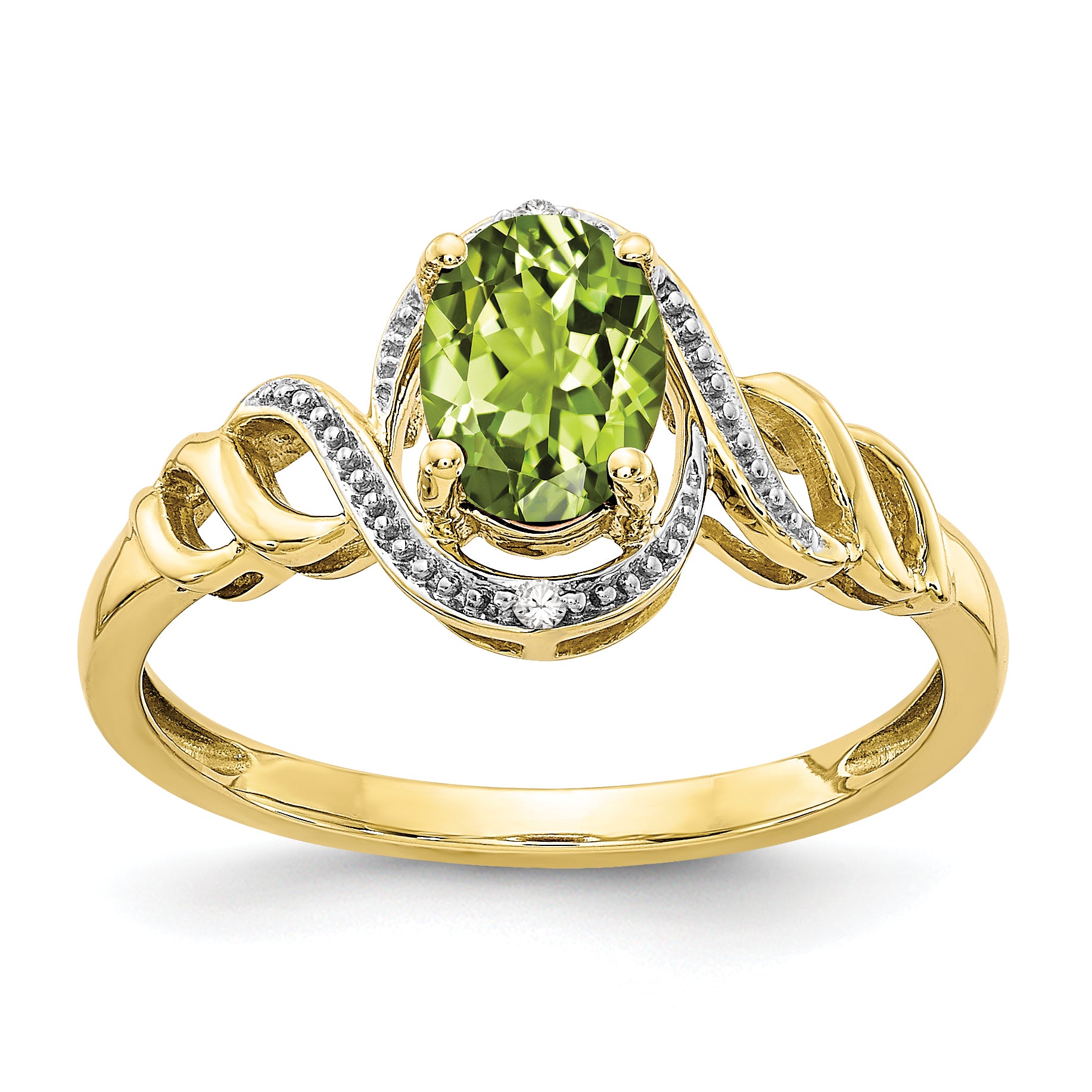 10K Peridot and Diamond Ring Main image
