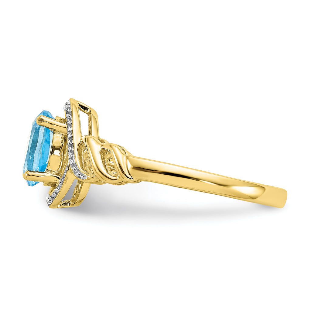 10K Light Swiss Blue Topaz and Diamond Ring