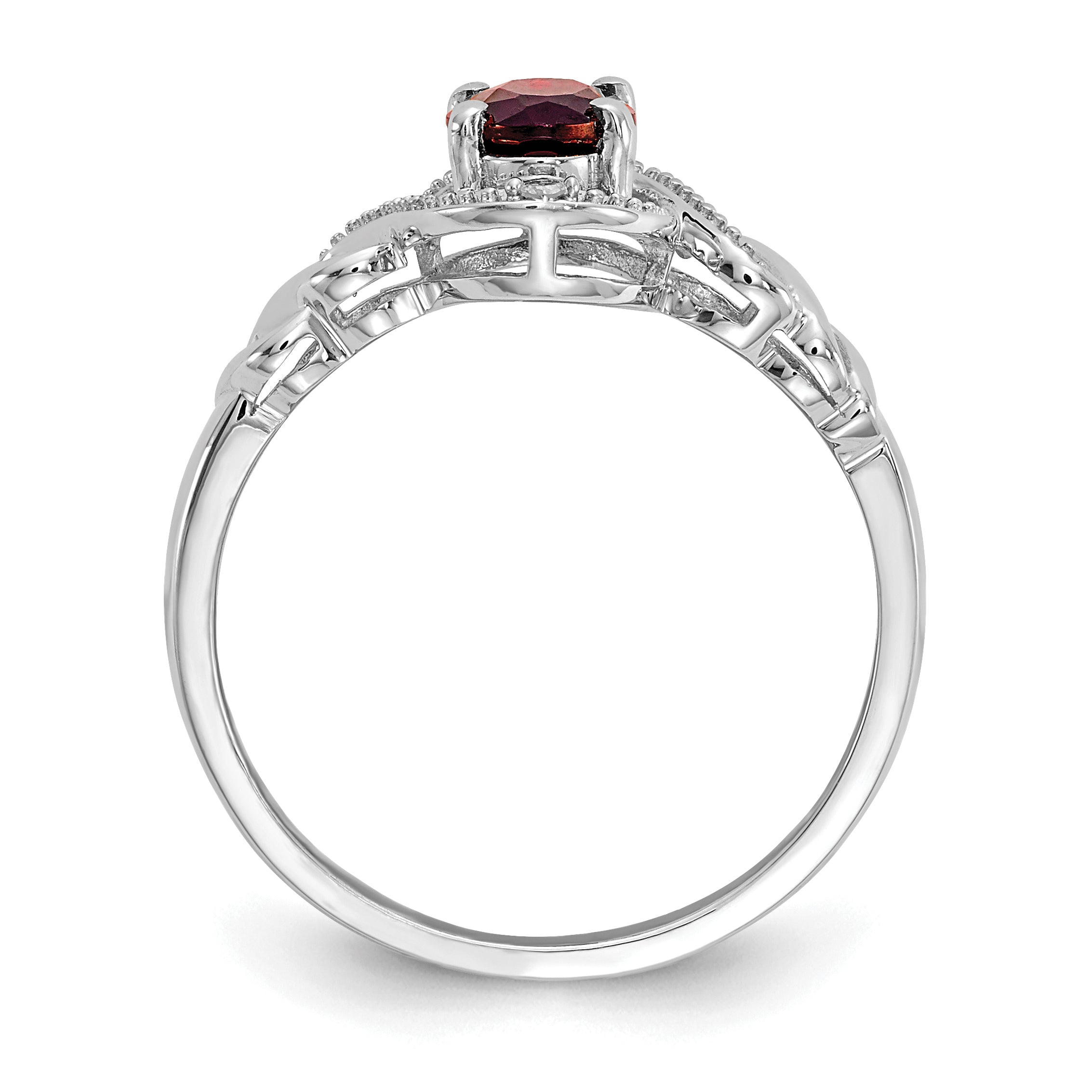 10k White Gold Garnet and Diamond Ring