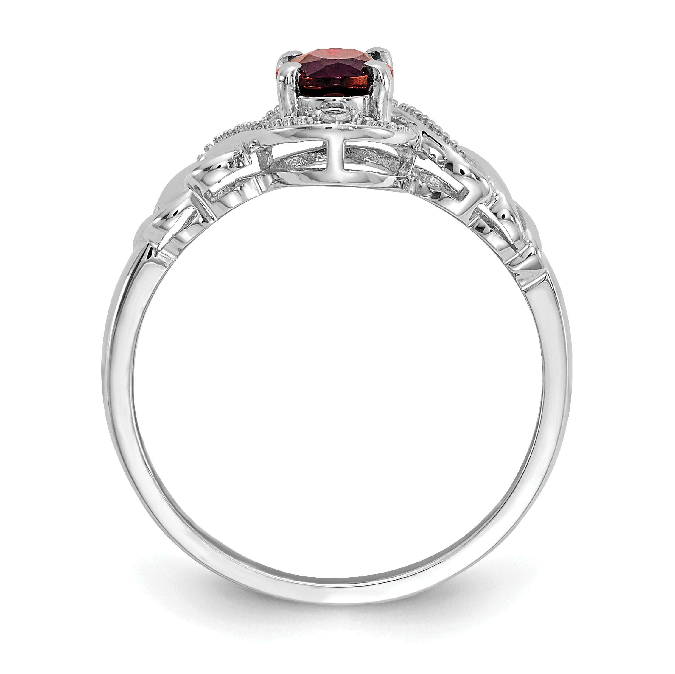 10k White Gold Garnet and Diamond Ring Secondary image