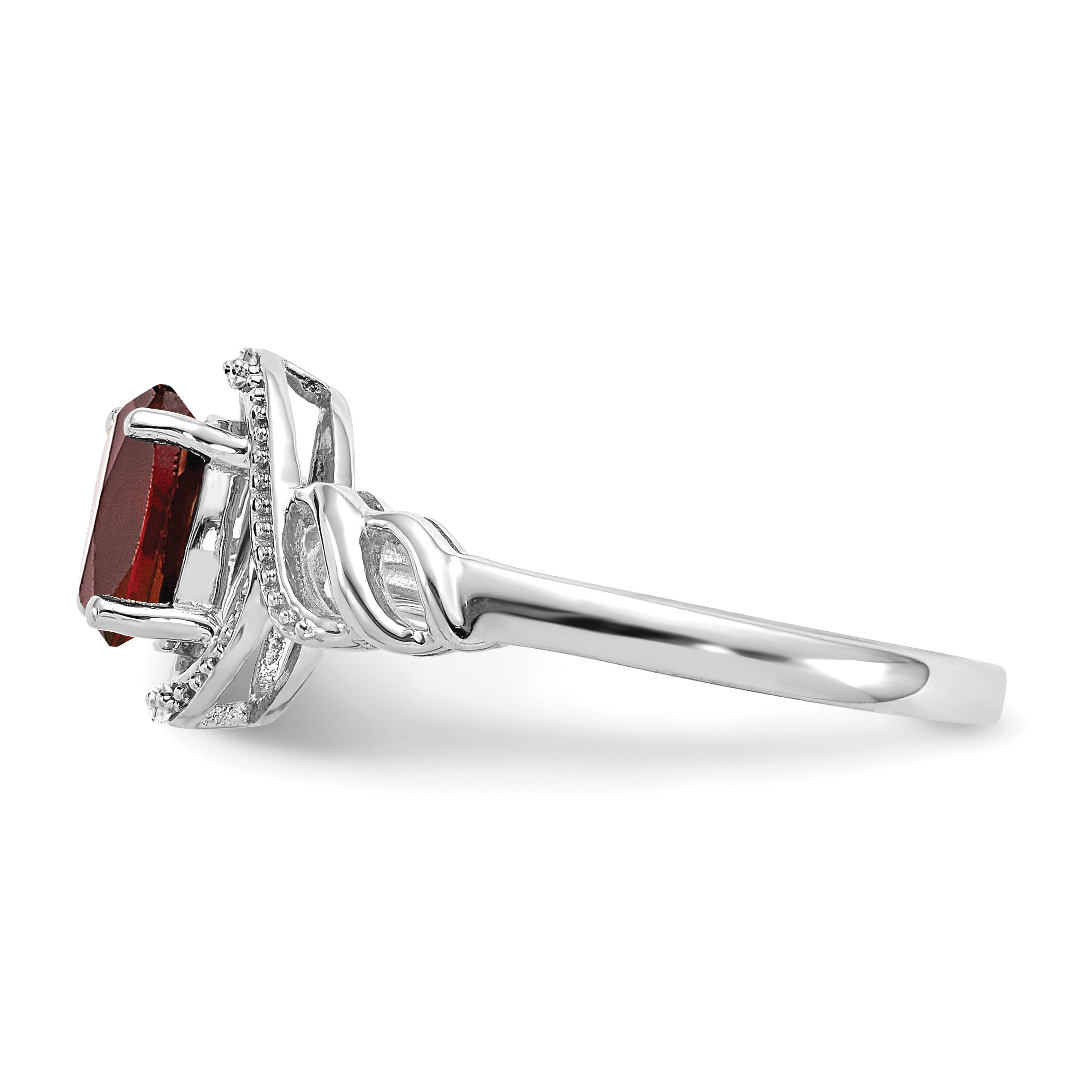 10k White Gold Garnet and Diamond Ring