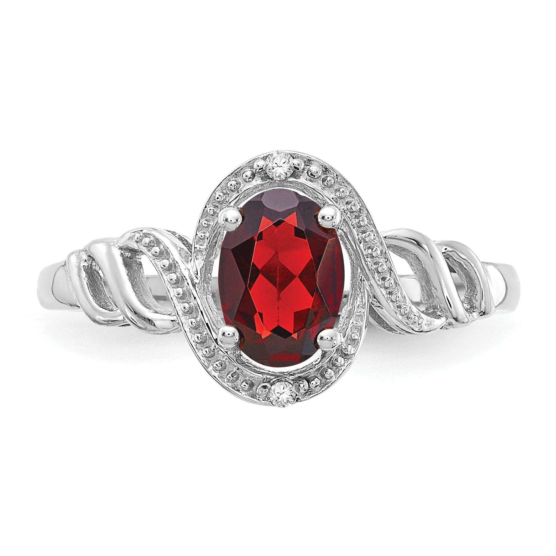 10k White Gold Garnet and Diamond Ring