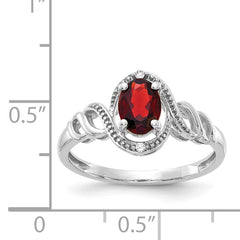 10k White Gold Garnet and Diamond Ring