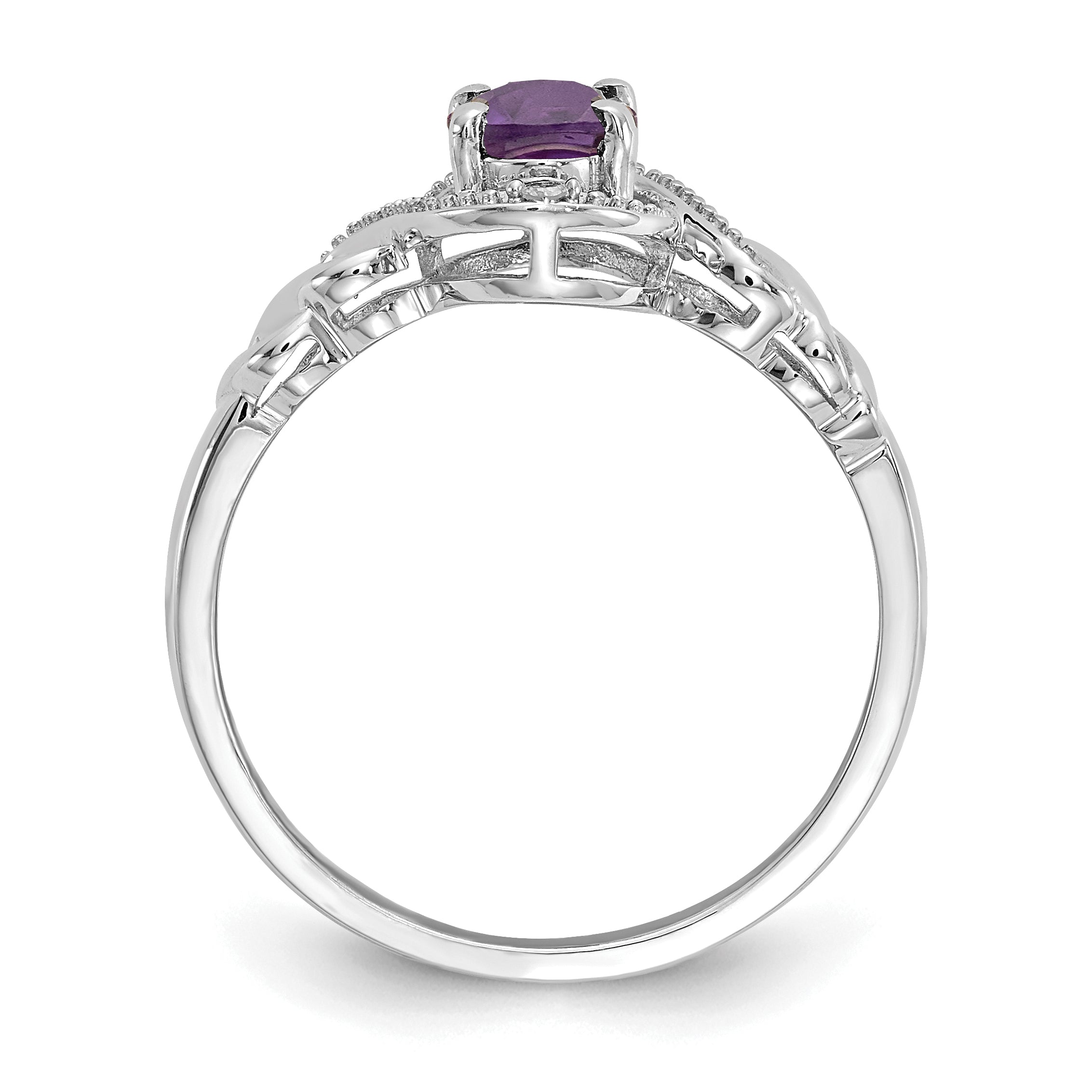 10k White Gold Amethyst and Diamond Ring Secondary image
