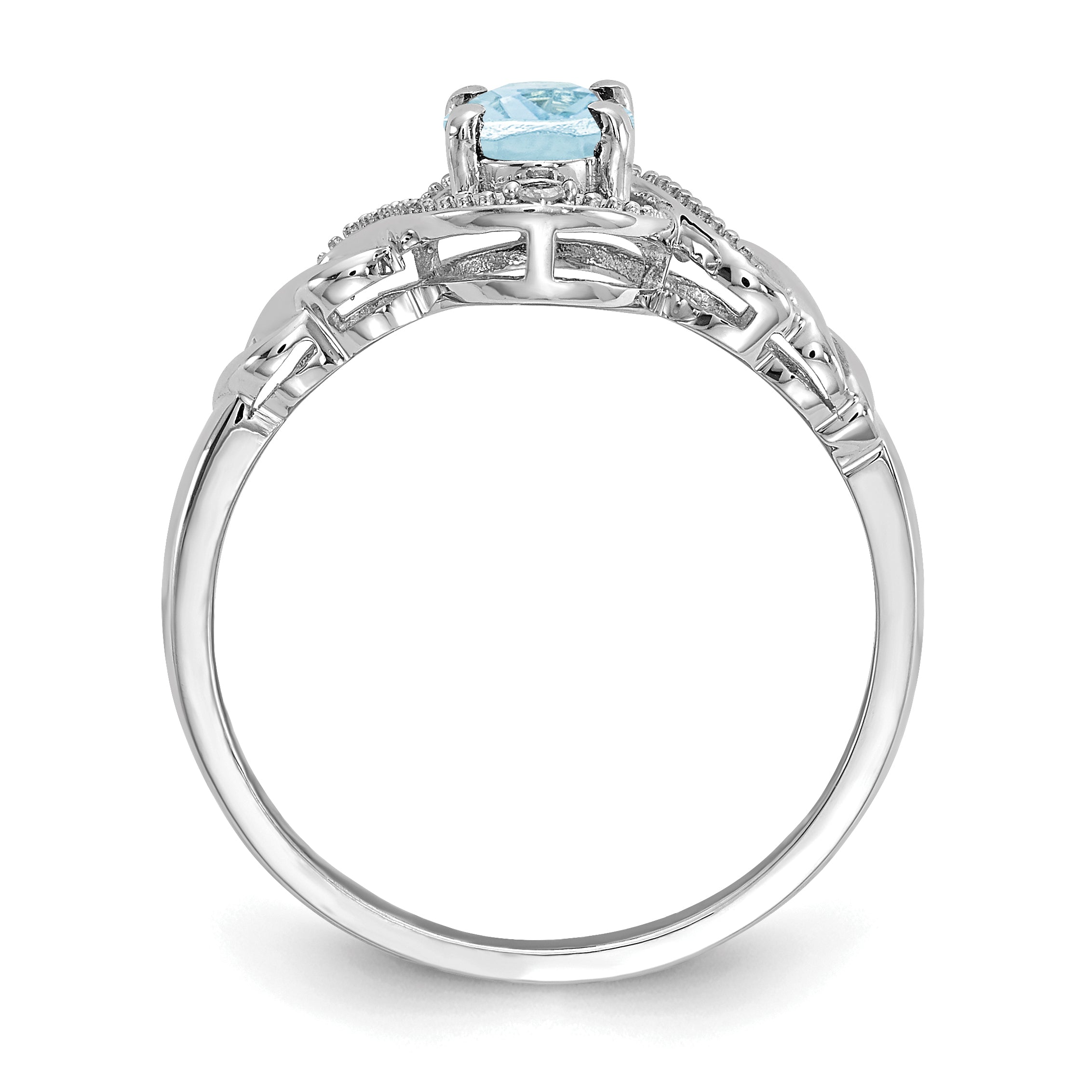 10k White Gold Aquamarine and Diamond Ring Secondary image