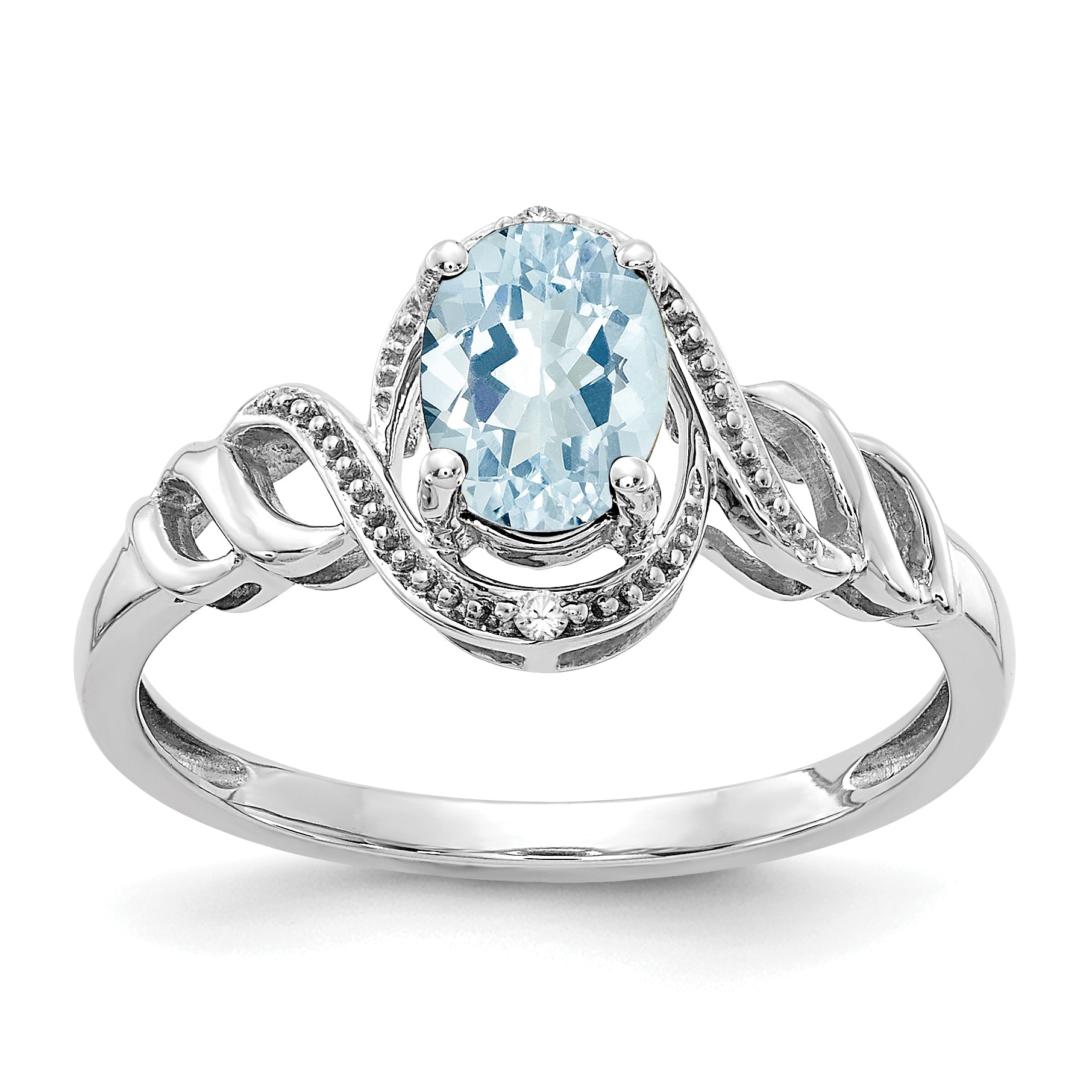 10k White Gold Aquamarine and Diamond Ring Main image