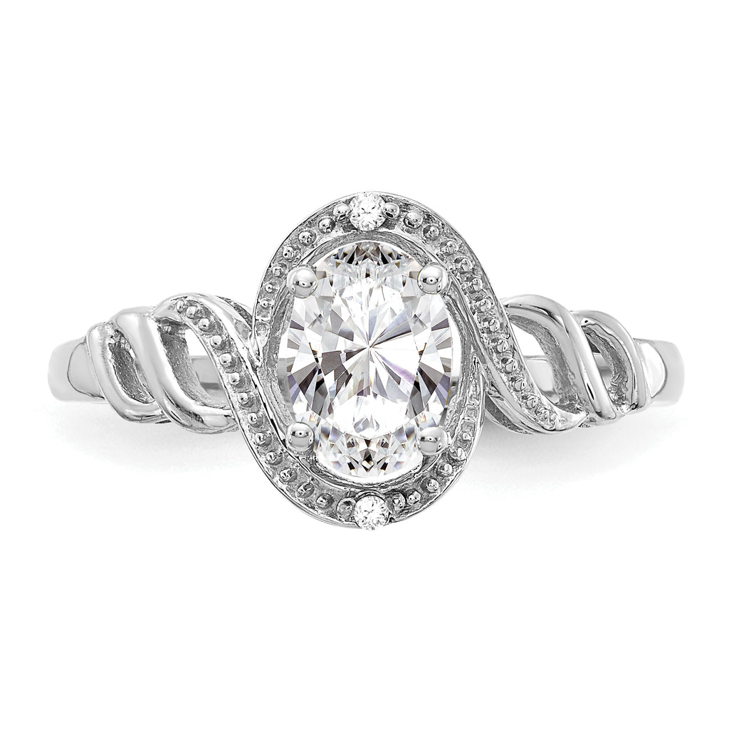 10k White Gold White Topaz and Diamond Ring