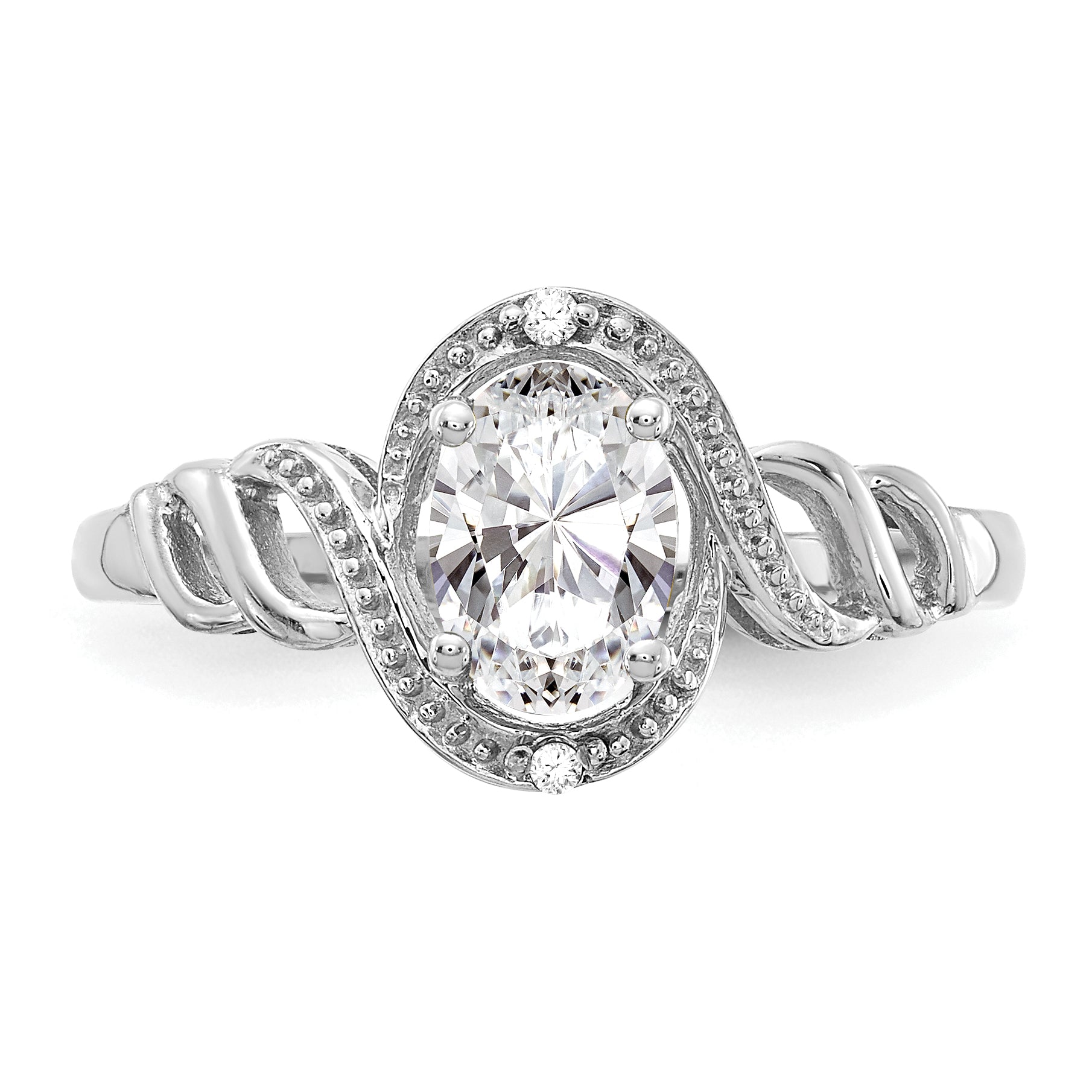 10k White Gold White Topaz and Diamond Ring