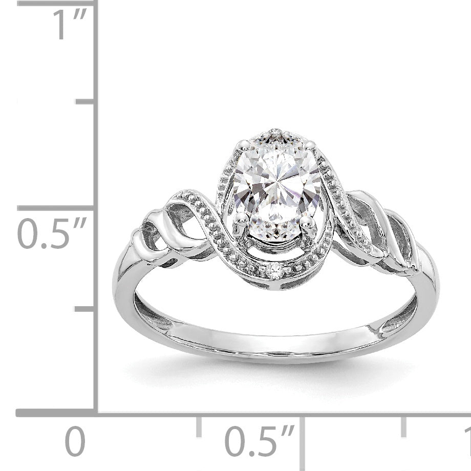 10k White Gold White Topaz and Diamond Ring