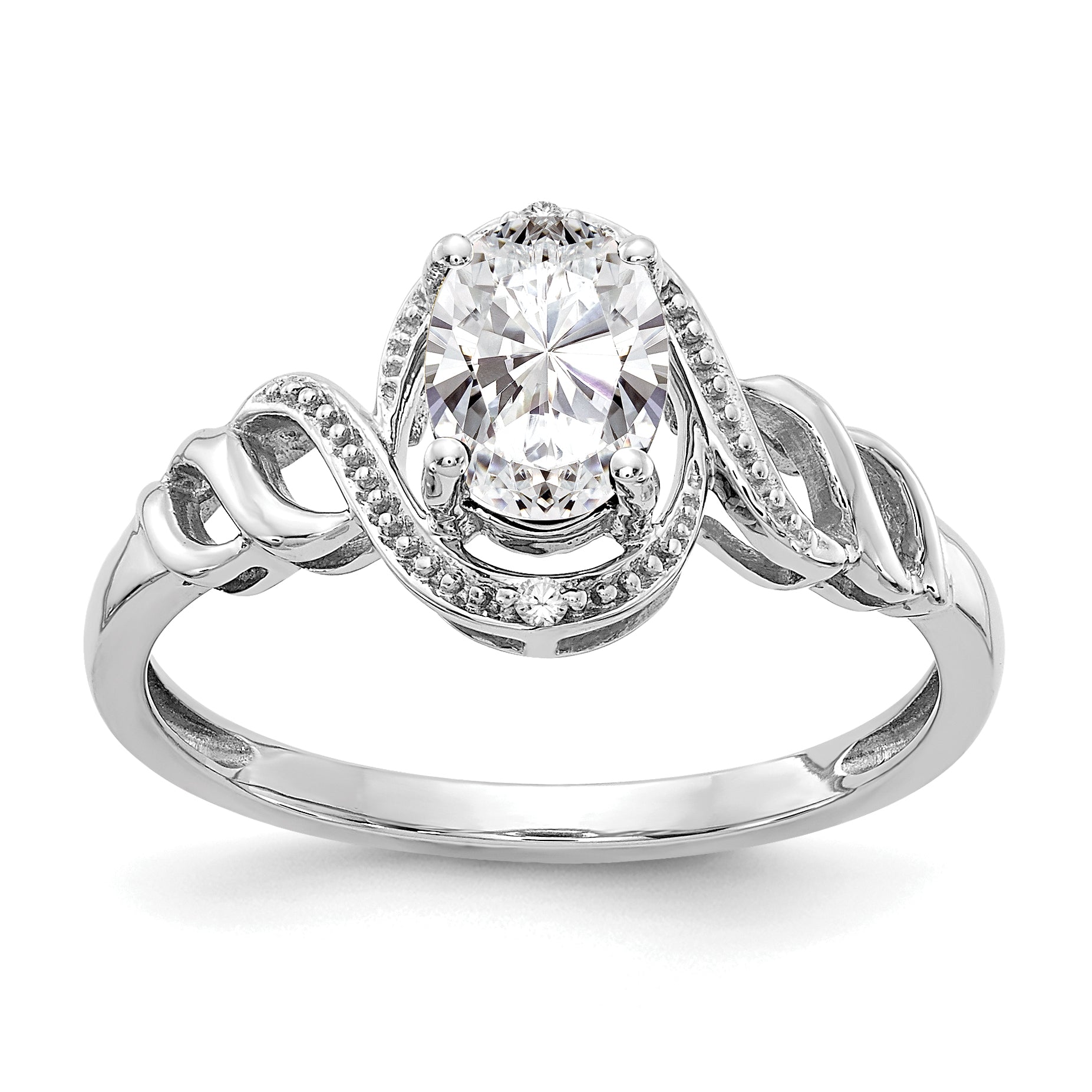10k White Gold White Topaz and Diamond Ring