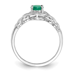 10k White Gold Emerald and Diamond Ring - 7