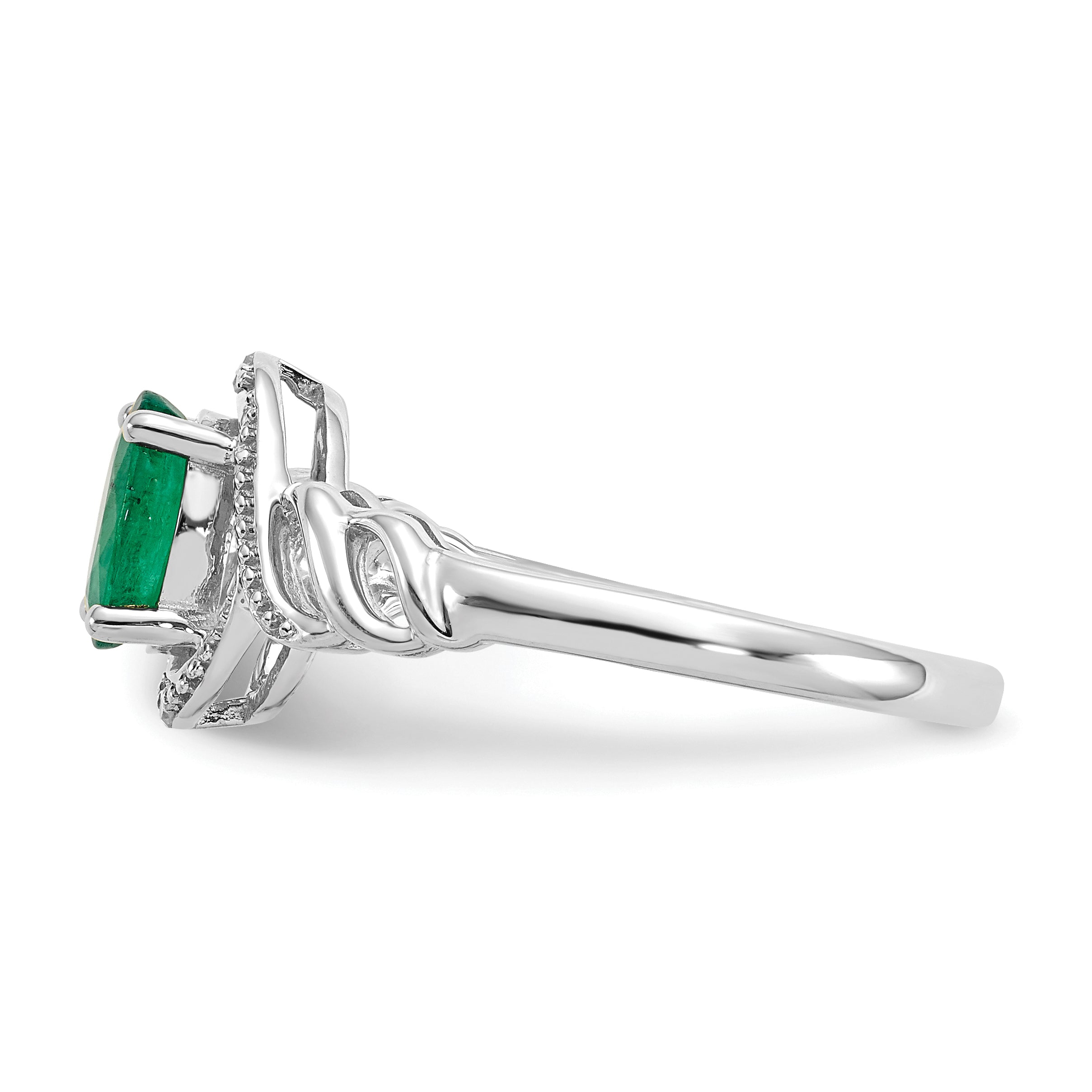 10k White Gold Emerald and Diamond Ring