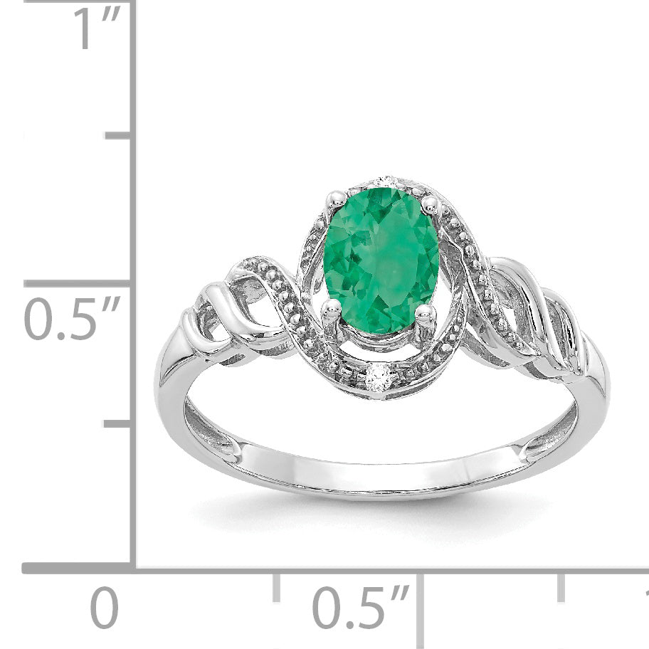 10k White Gold Emerald and Diamond Ring