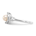 10k White Gold Fresh Water Cultured Pearl and Diamond Ring