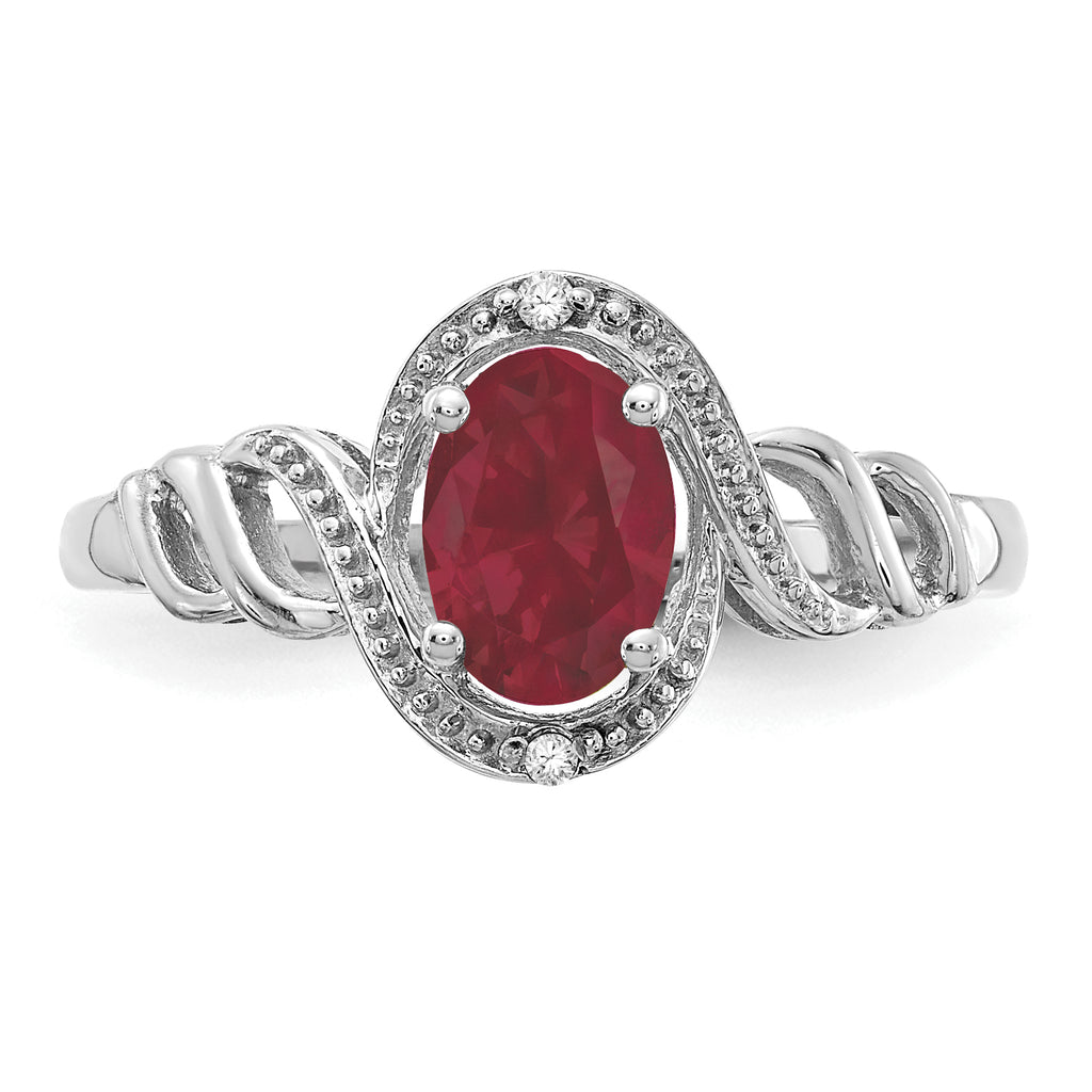 10k White Gold Ruby and Diamond Ring