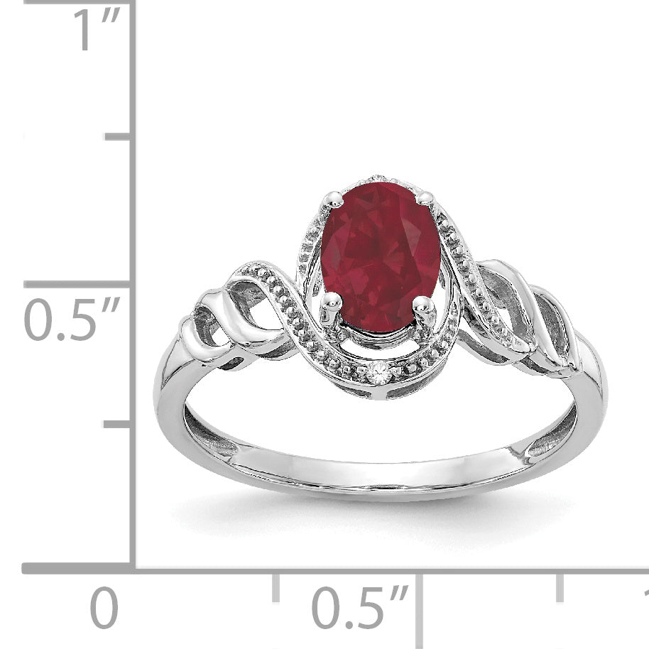 10k White Gold Ruby and Diamond Ring