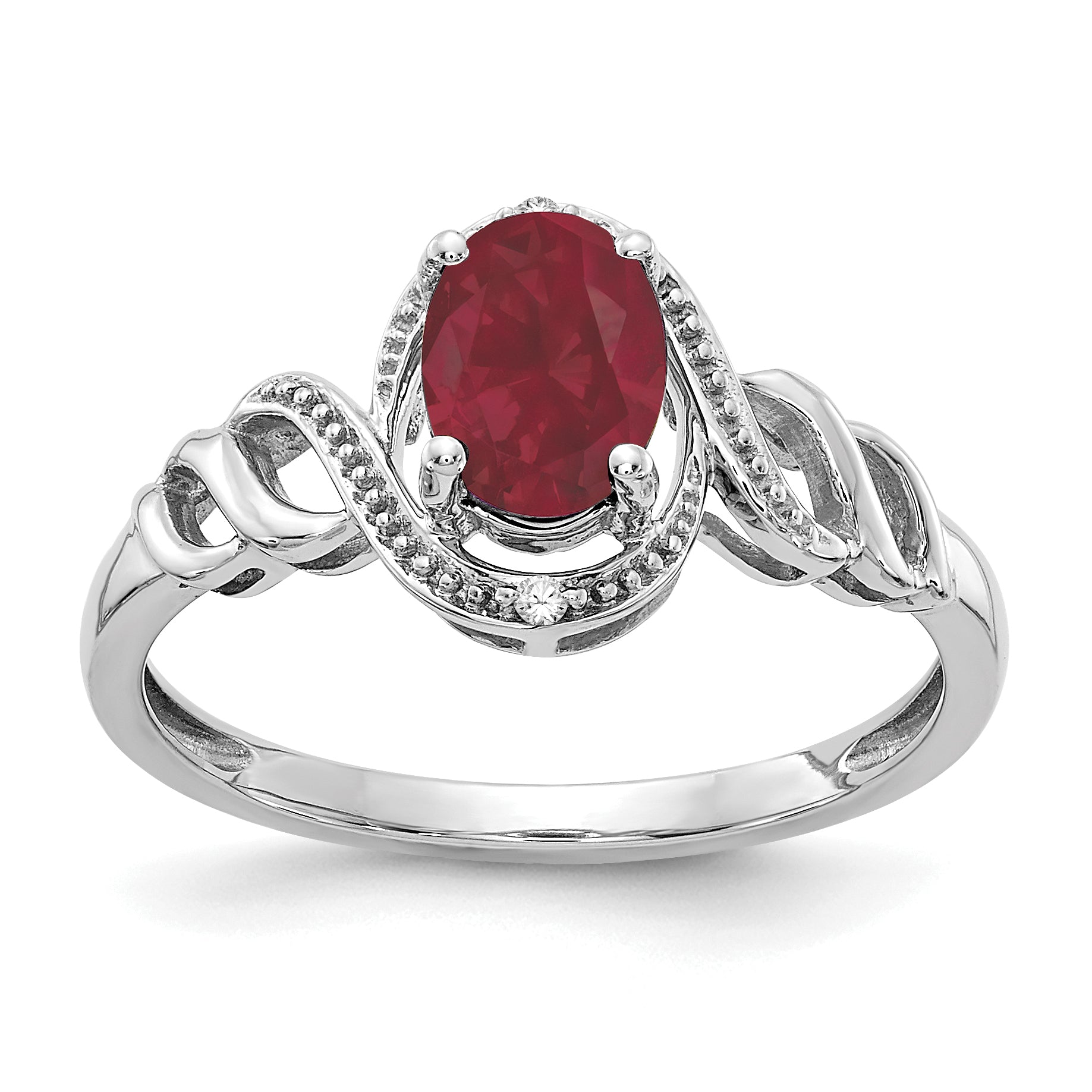 10k White Gold Ruby and Diamond Ring Main image
