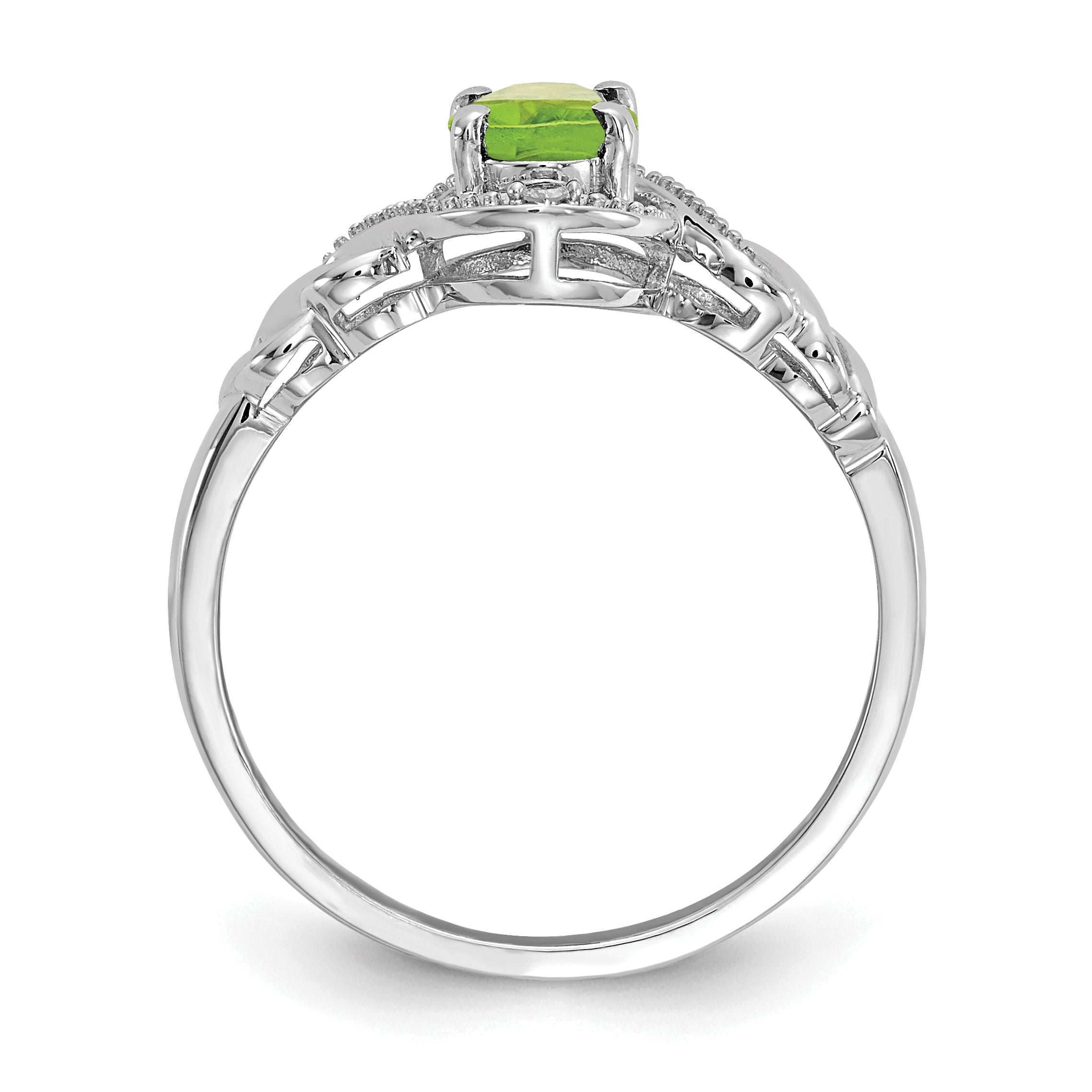 10k White Gold Peridot and Diamond Ring Secondary image