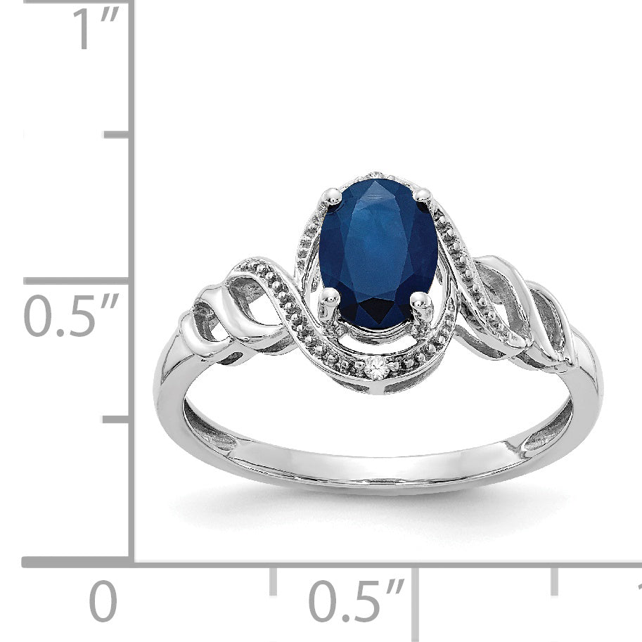 10k White Gold Sapphire and Diamond Ring