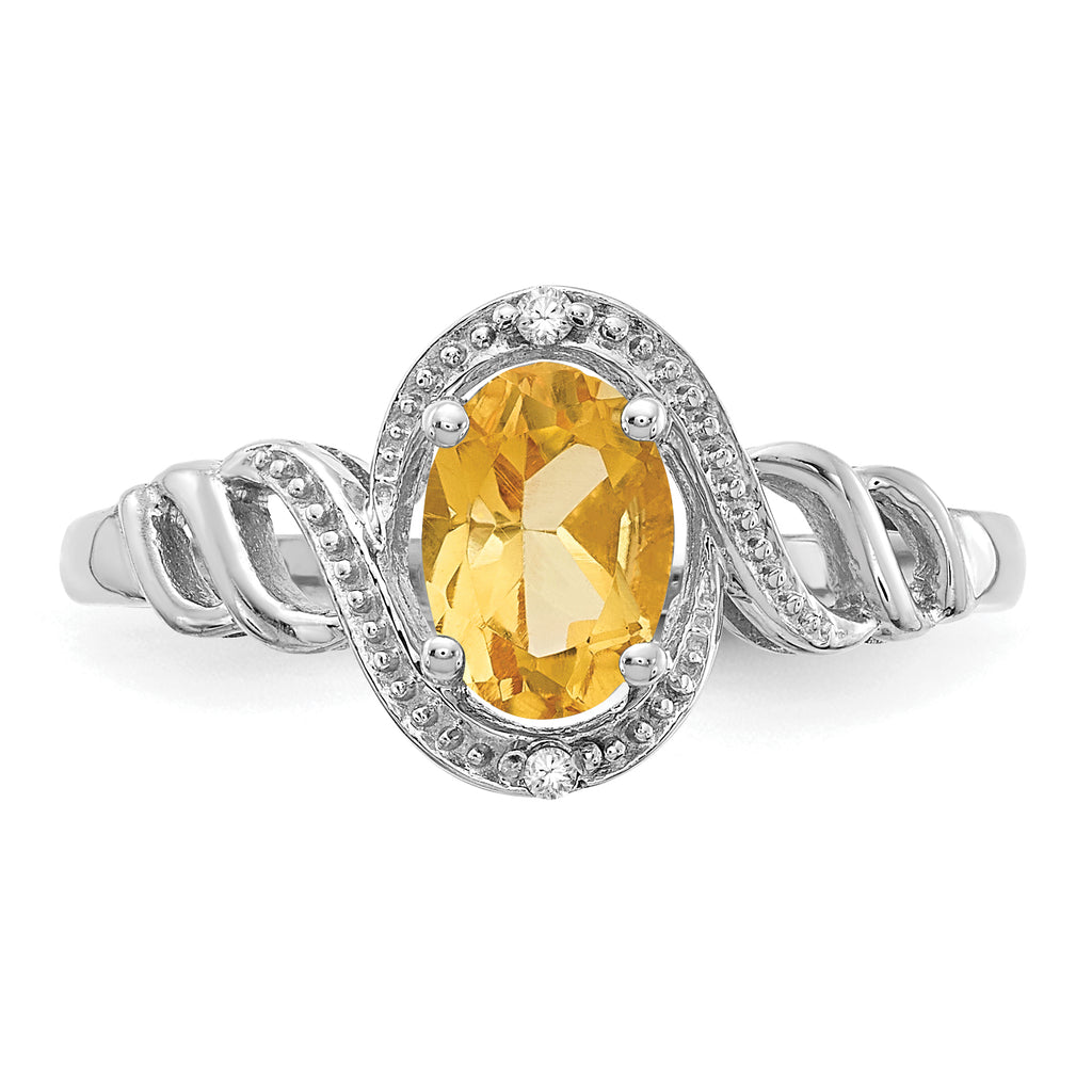 10k White Gold Citrine and Diamond Ring
