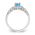10k White Gold Light Swiss Blue Topaz and Diamond Ring