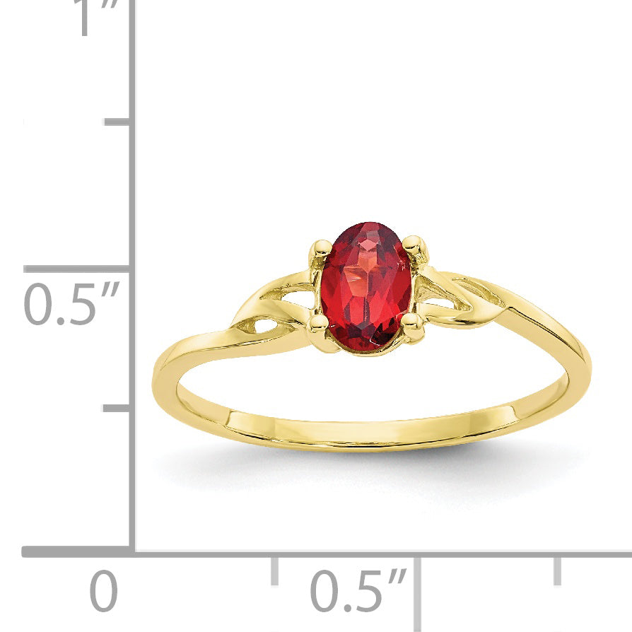 10k Polished Genuine Garnet Birthstone Ring