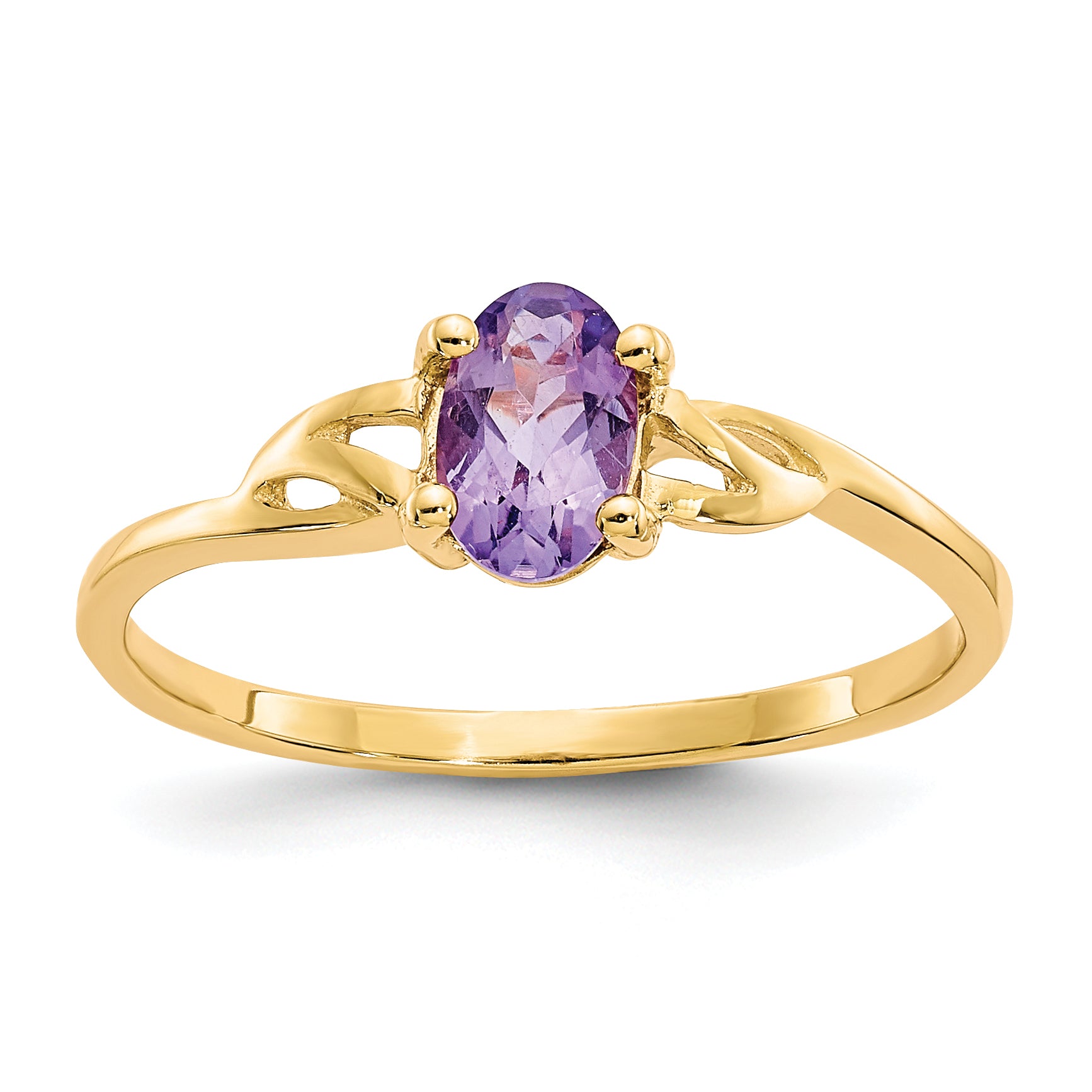 10k Polished Genuine Amethyst Birthstone Ring
