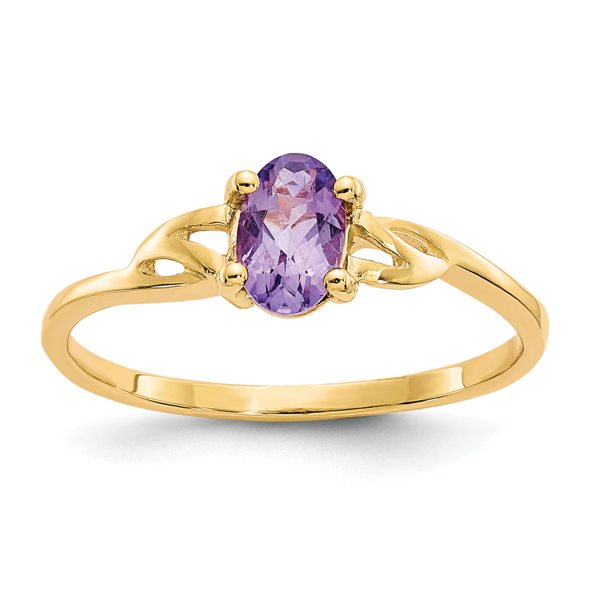 10k Polished Genuine Amethyst Birthstone Ring