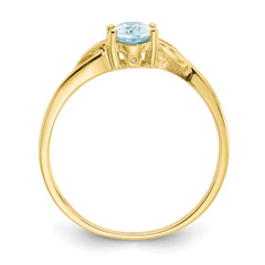 10k Polished Genuine Aquamarine Birthstone Ring