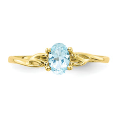 10k Polished Genuine Aquamarine Birthstone Ring