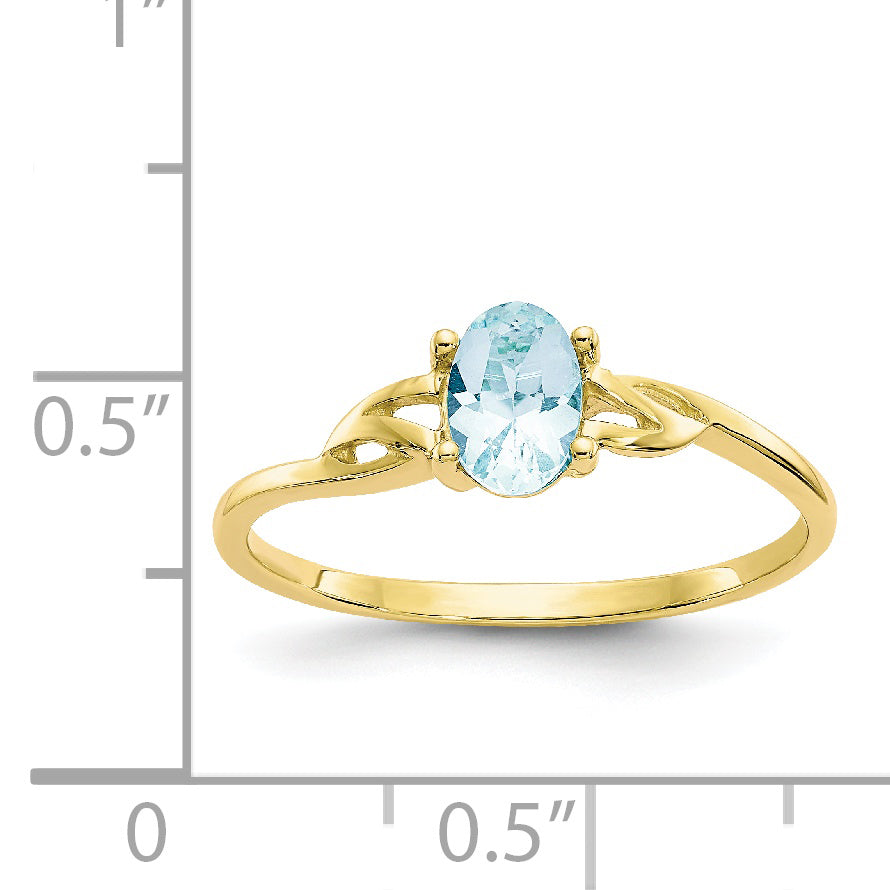 10k Polished Genuine Aquamarine Birthstone Ring