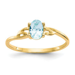 10k Polished Genuine Aquamarine Birthstone Ring