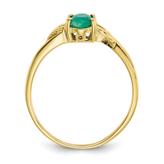 10k Polished Genuine Emerald Birthstone Ring