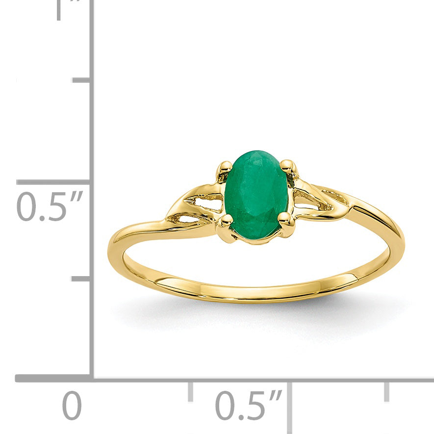 10k Polished Genuine Emerald Birthstone Ring