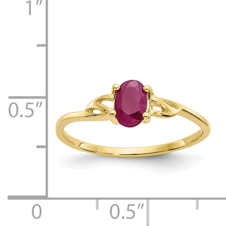 10k Polished Genuine Ruby Birthstone Ring