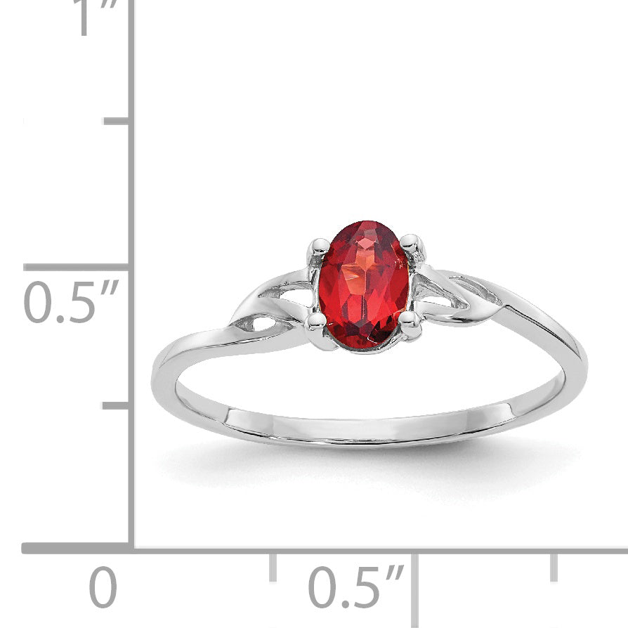 10k White Gold Polished Genuine Garnet Birthstone Ring