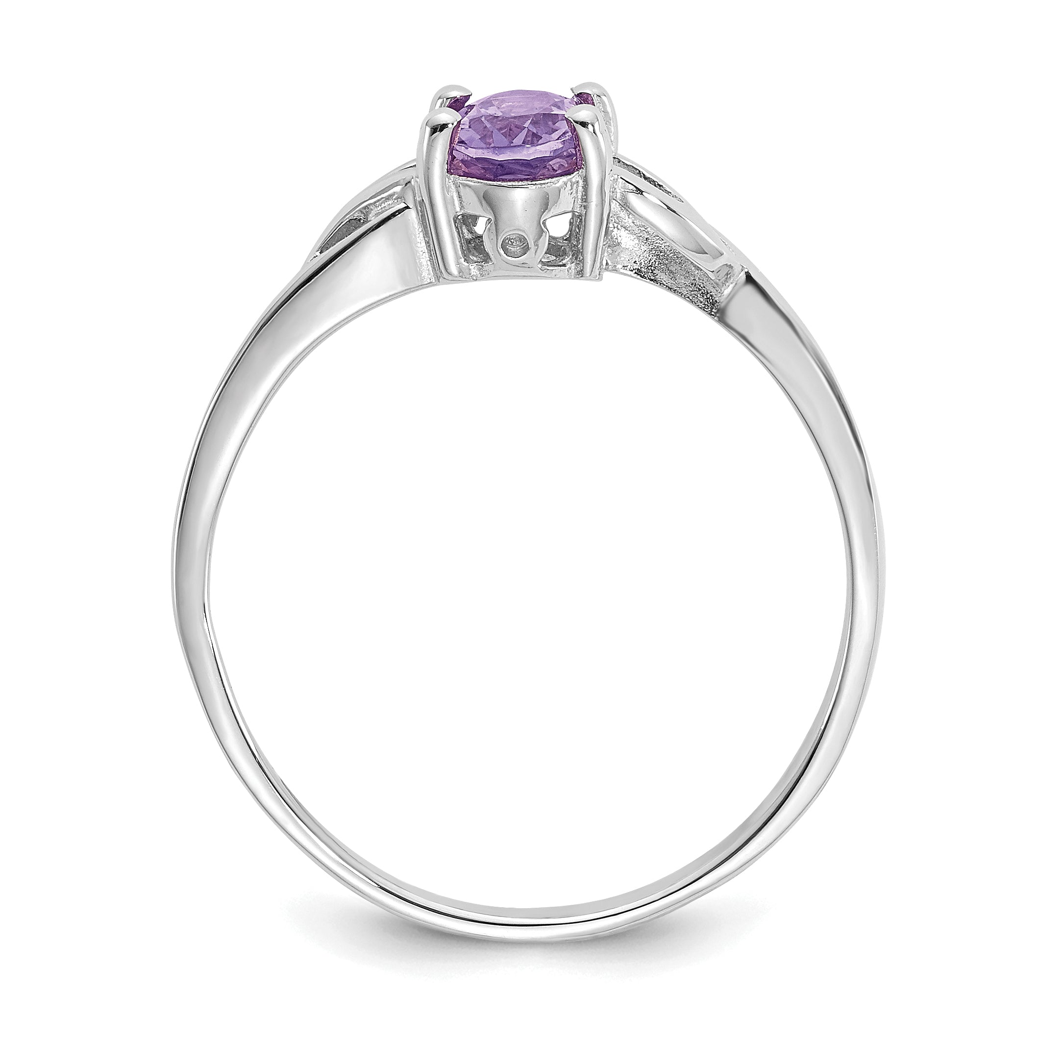 10k White Gold Polished Genuine Amethyst Birthstone Ring