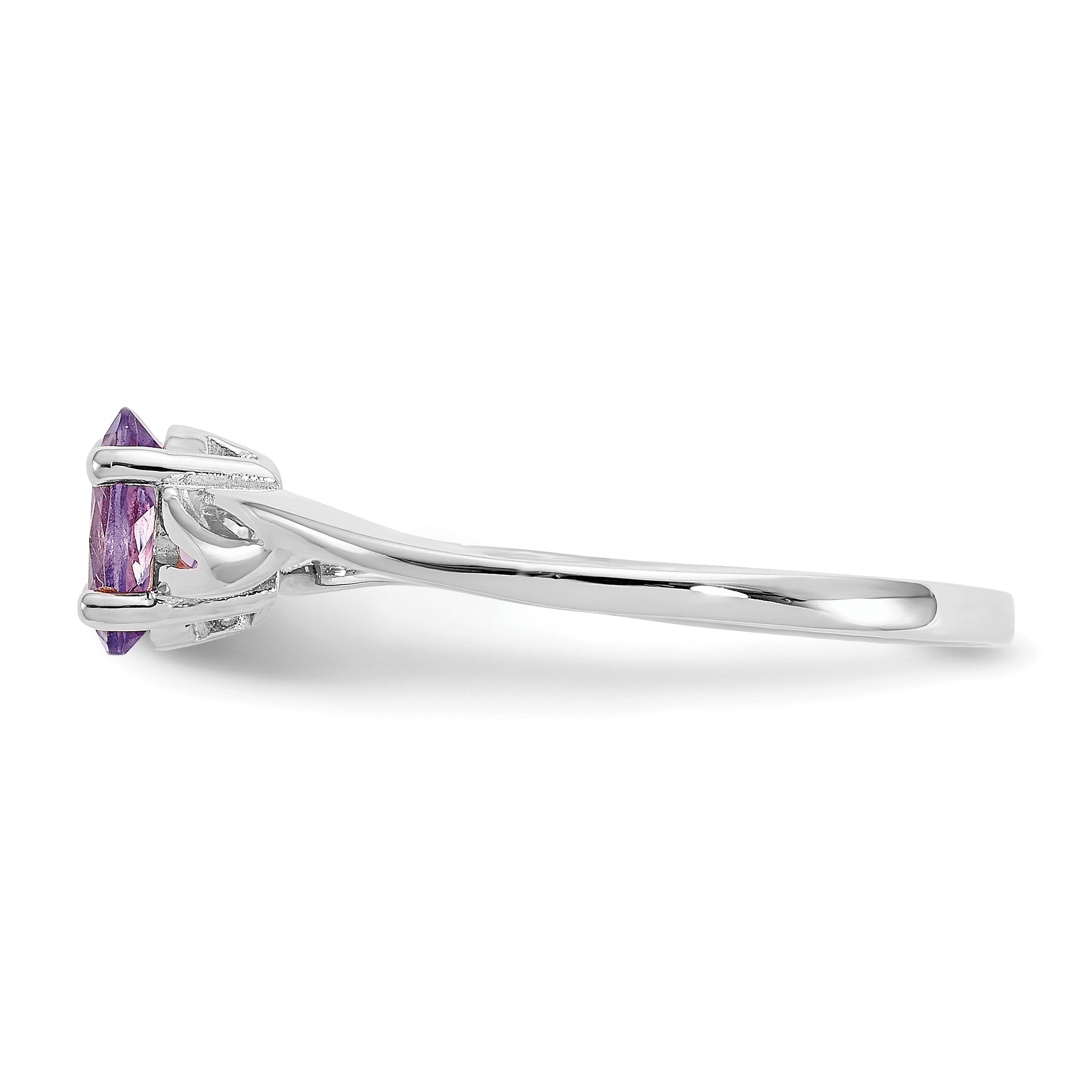 10k White Gold Polished Genuine Amethyst Birthstone Ring