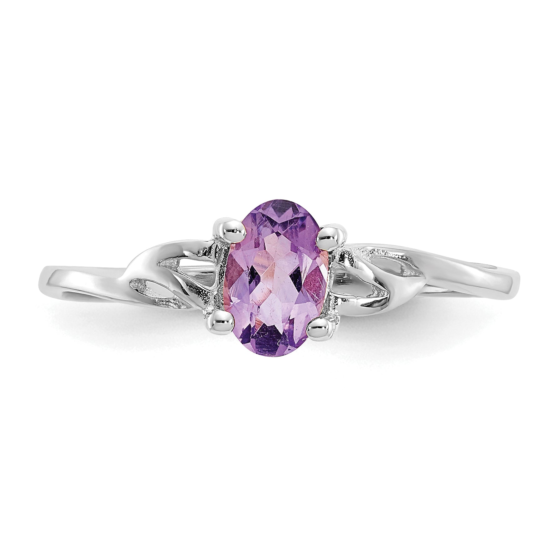 10k White Gold Polished Genuine Amethyst Birthstone Ring