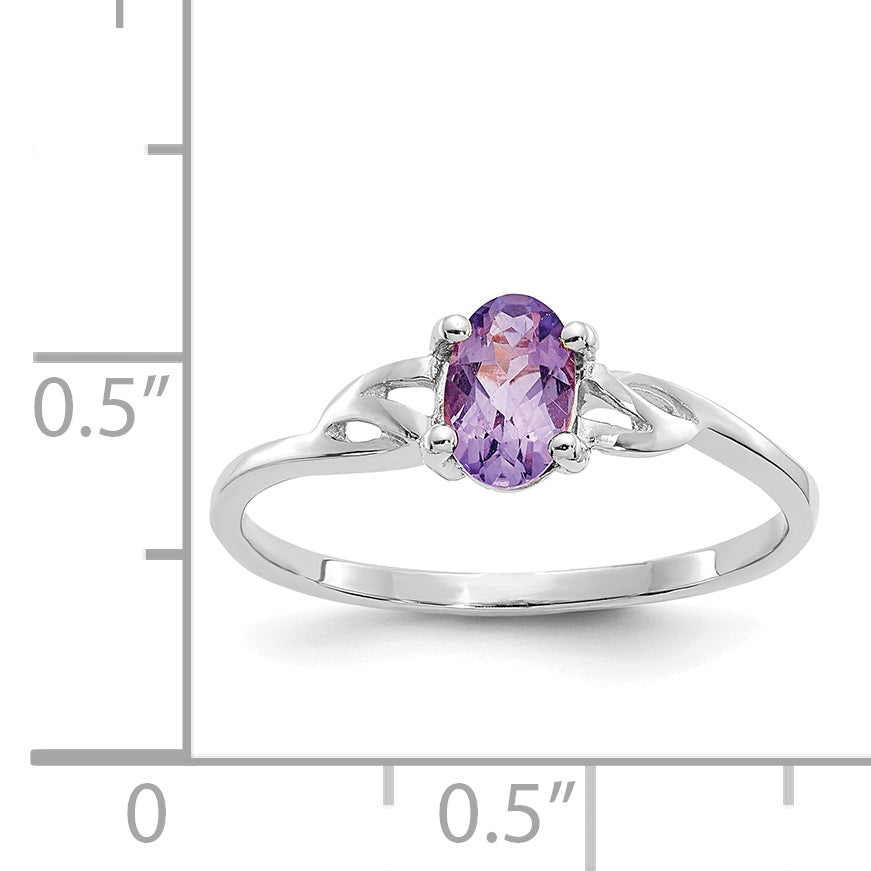 10k White Gold Polished Genuine Amethyst Birthstone Ring