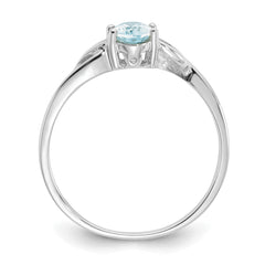 10k White Gold Polished Genuine Aquamarine Birthstone Ring - 7