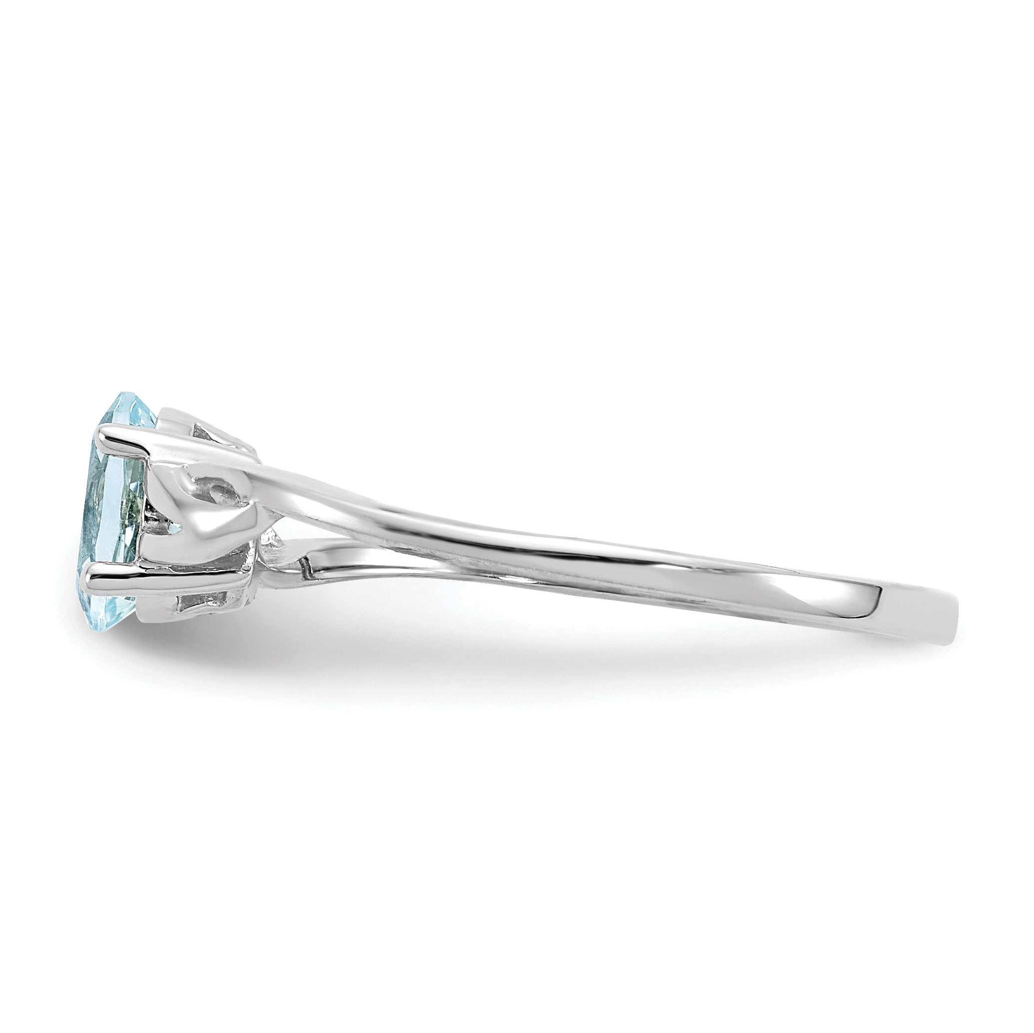 10k White Gold Polished Genuine Aquamarine Birthstone Ring - 7