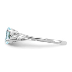 10k White Gold Polished Genuine Aquamarine Birthstone Ring - 7