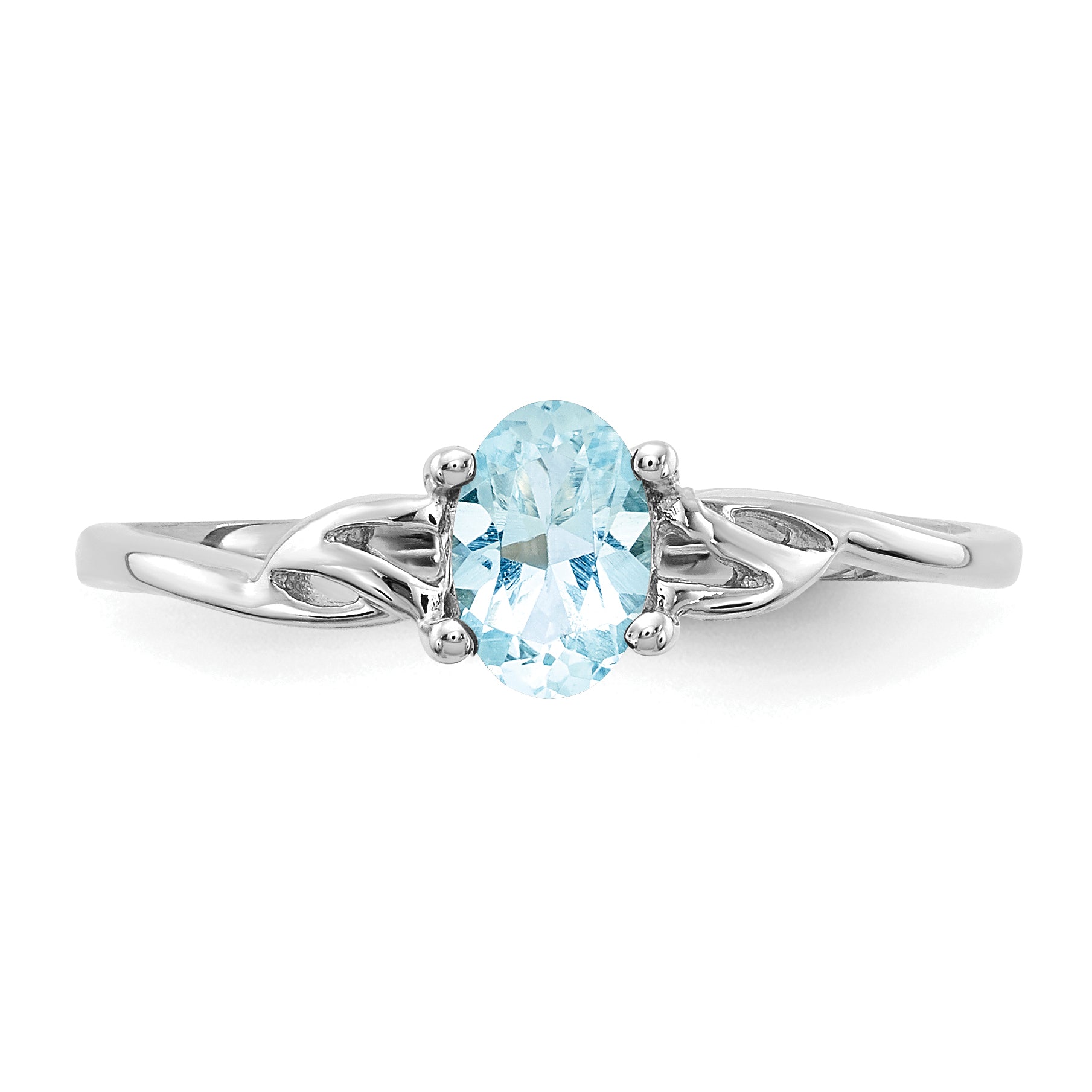 10k White Gold Polished Genuine Aquamarine Birthstone Ring