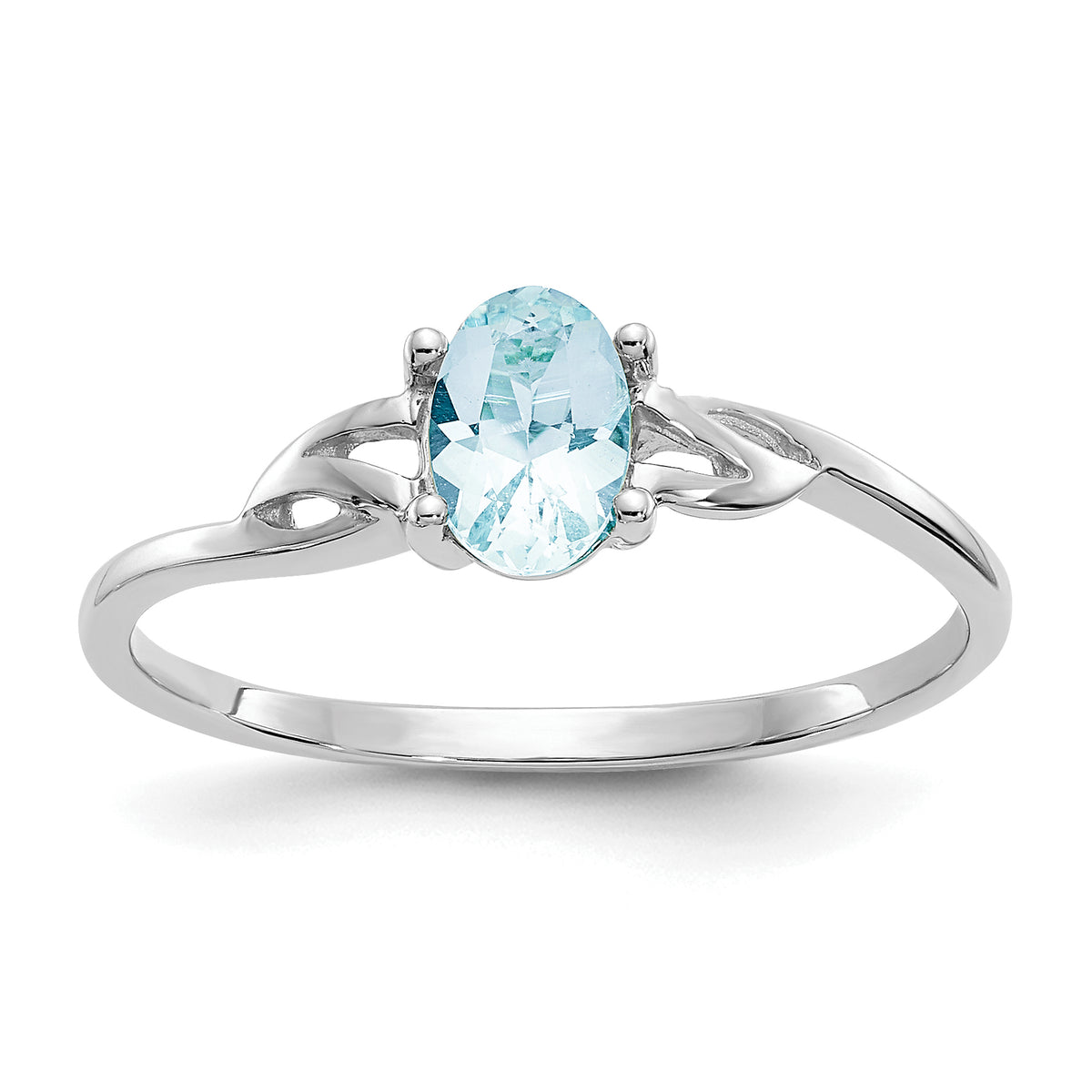 10k White Gold Polished Genuine Aquamarine Birthstone Ring