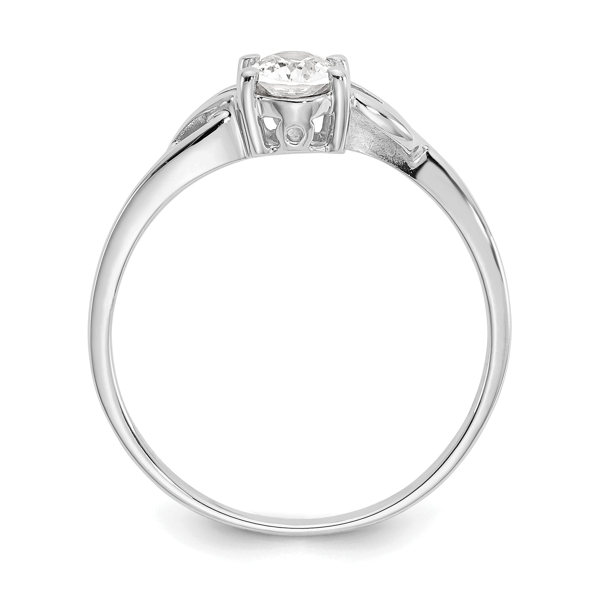 10k White Gold Polished Genuine White Topaz Birthstone Ring