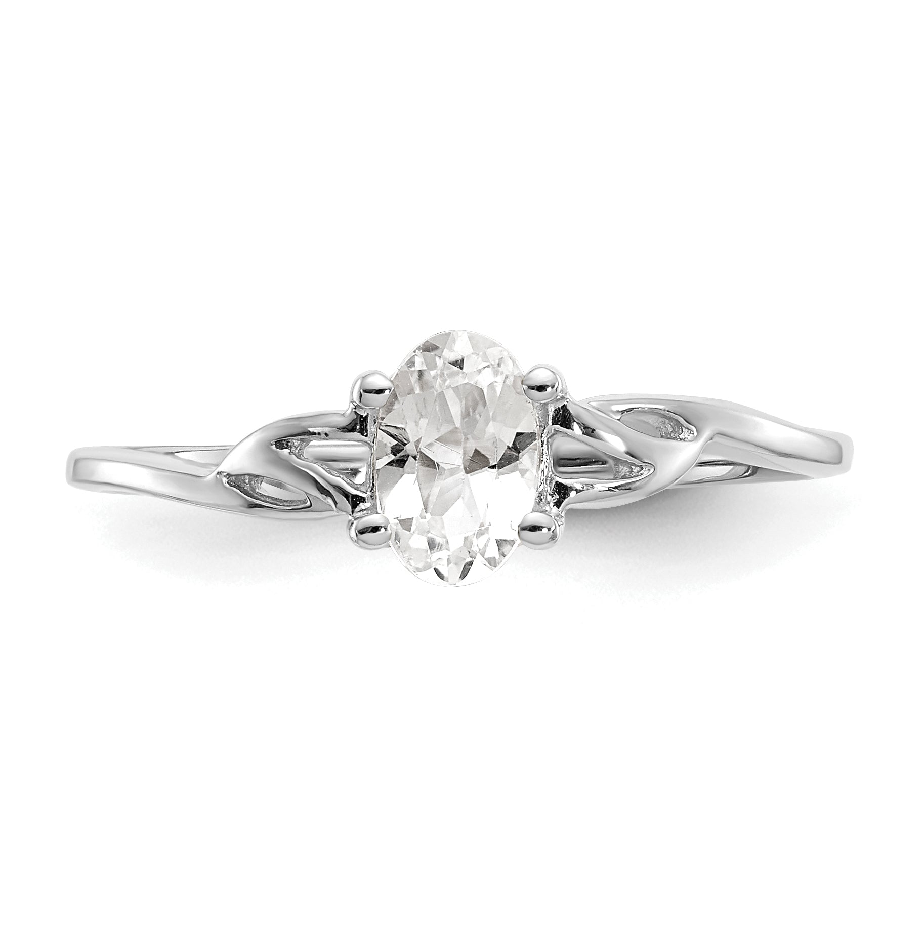 10k White Gold Polished Genuine White Topaz Birthstone Ring